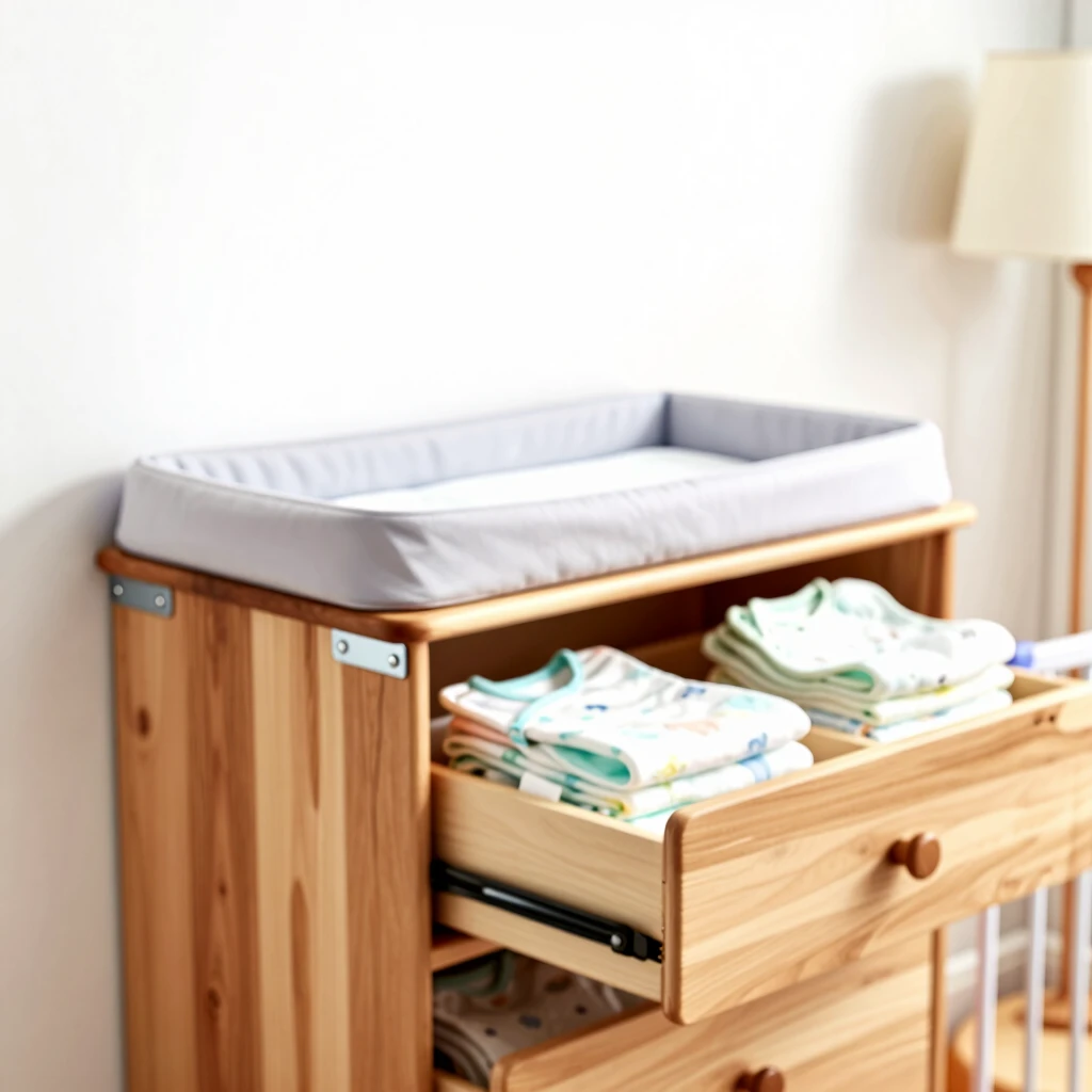 Anchored nursery dresser with changing station