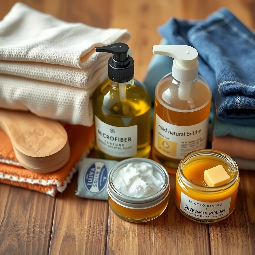 Collection of essential cleaning tools for wooden furniture