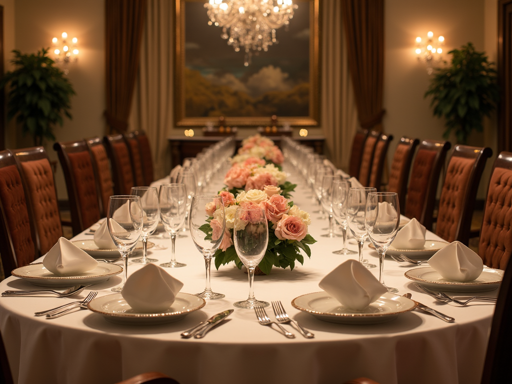 Elegantly set dining table for a formal occasion