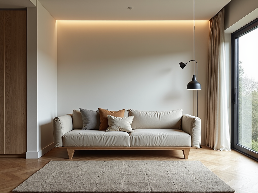 Futon dividing a room