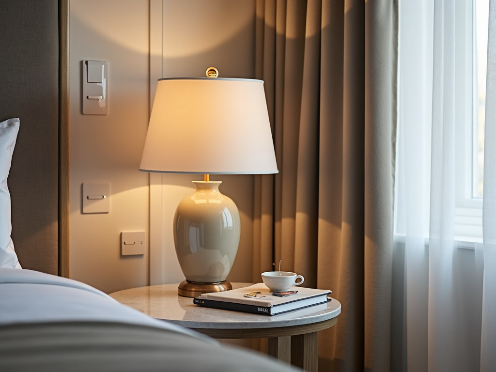 A stylish nightstand with organized essentials.