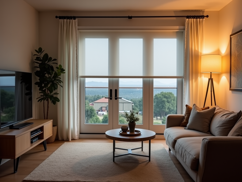 Smart home integration in a living room.
