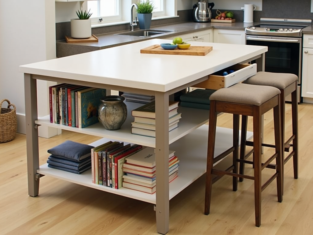 Functional kitchen island with storage and seating