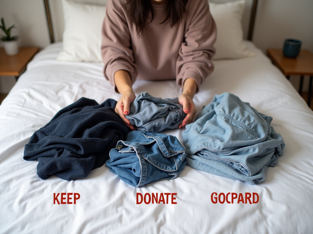 Sorting clothes using the KonMari method