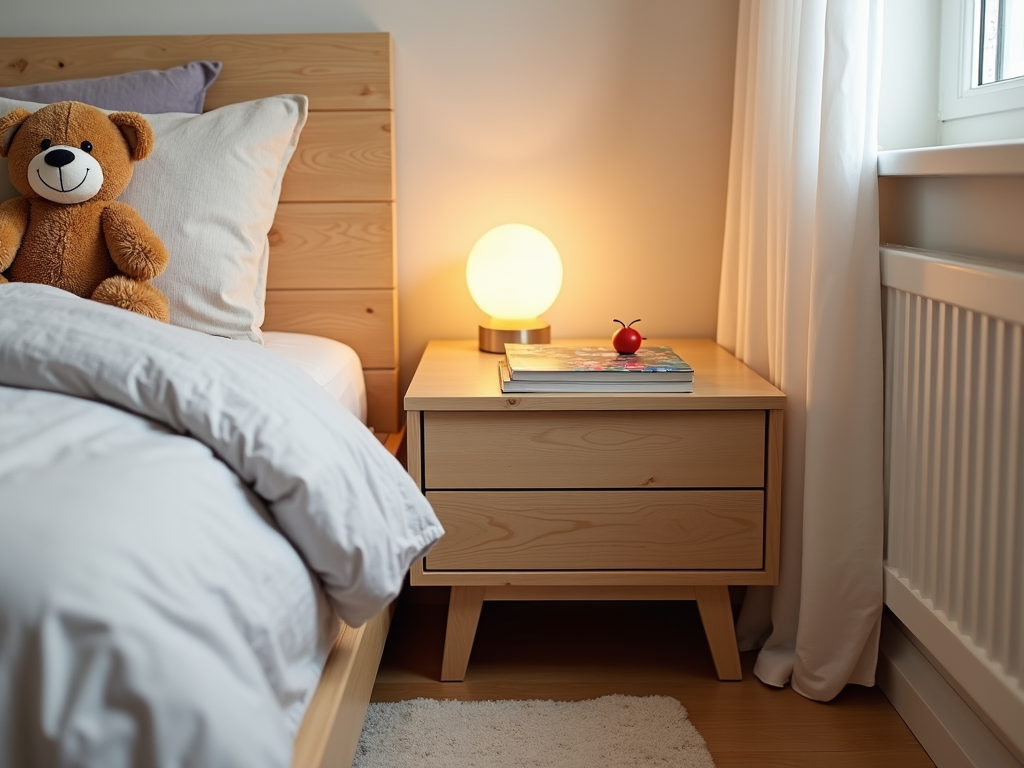 Safe nightstand in kids’ bedroom
