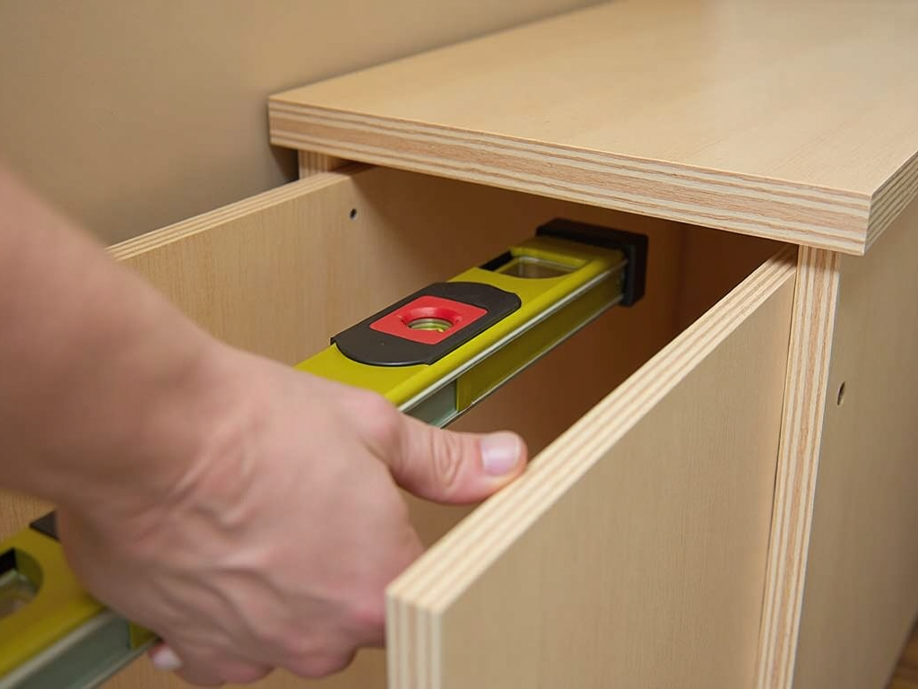 Checking cabinet for level