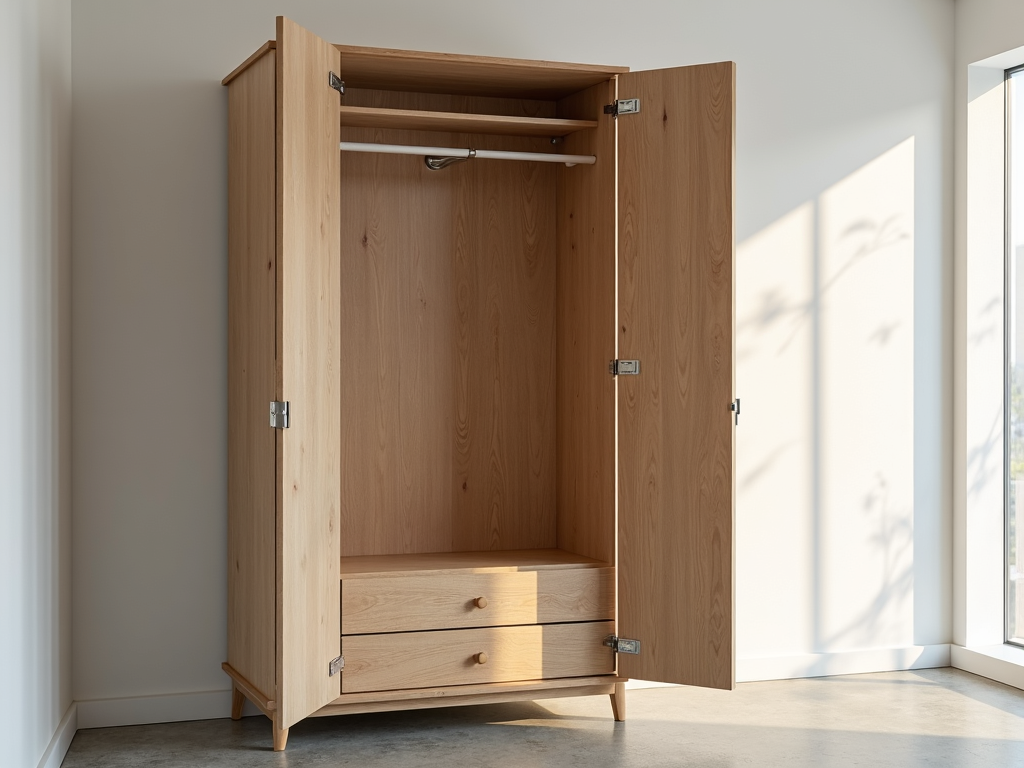 A modern armoire from recycled materials with hidden compartments.