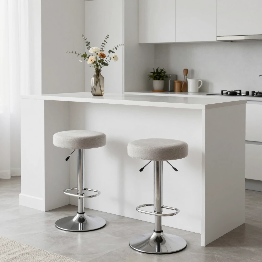 Modern bar stools in a small kitchen space