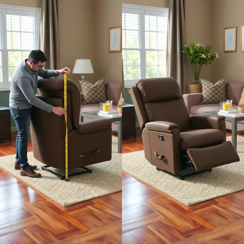 Measuring space for a recliner in a living room