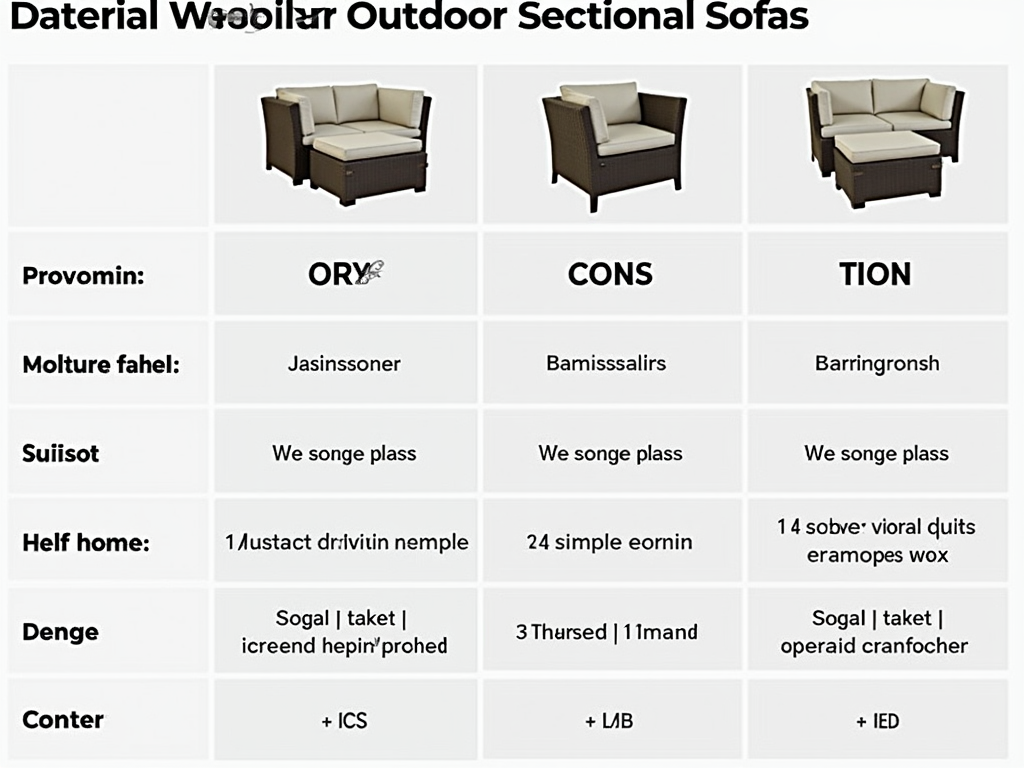 Table comparing outdoor sectional sofa materials