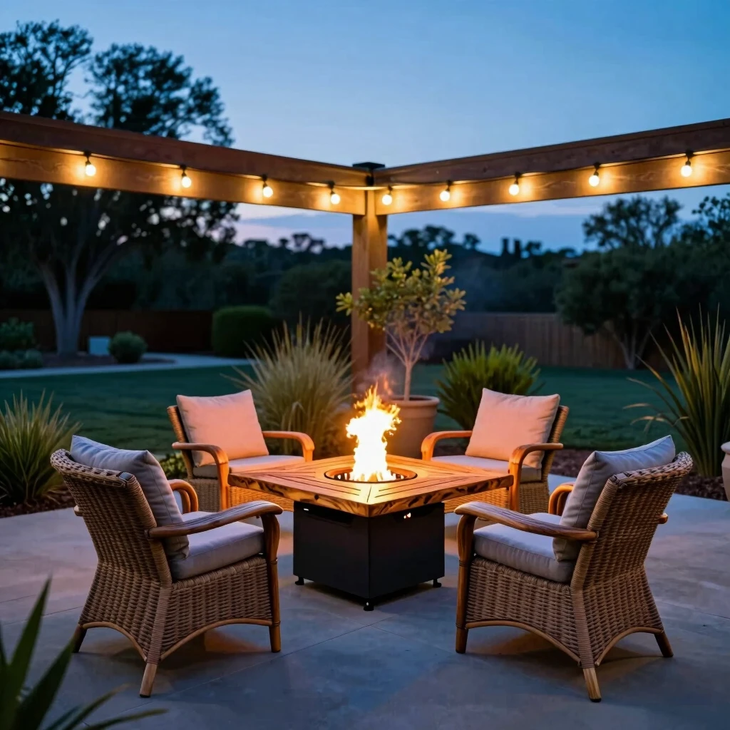 Sustainable patio furniture in a backyard setting
