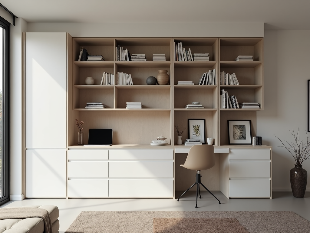 A multifunctional modular cabinet in a contemporary living room