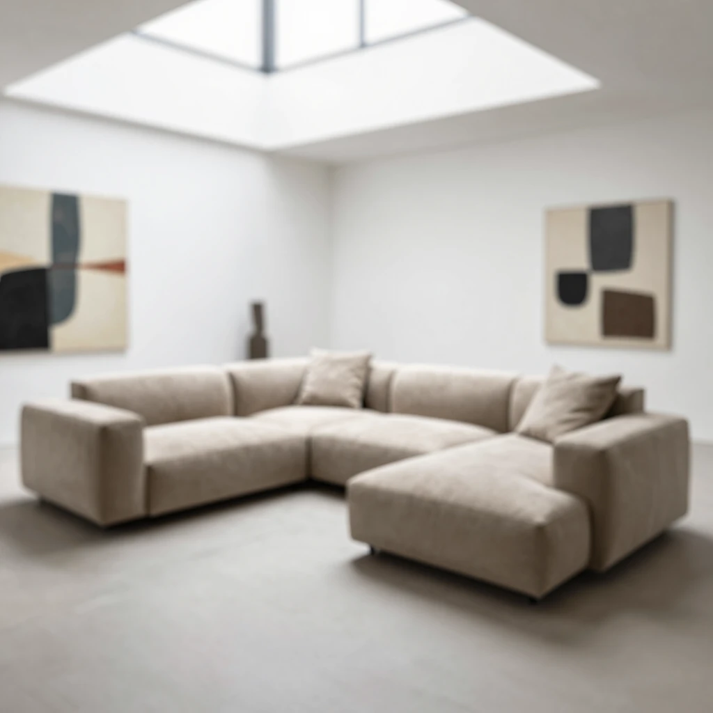 Modular sofa configured in L-shape for versatile living room use