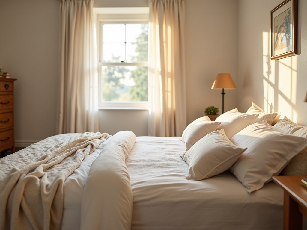 A serene bedroom with inviting bedtime