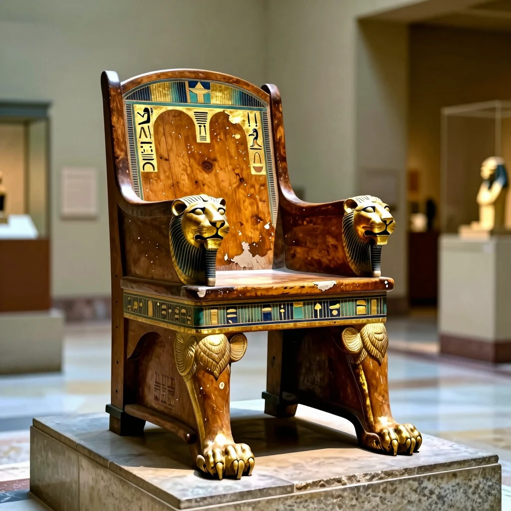 Ancient Egyptian antique throne chair showcasing early furniture craftsmanship