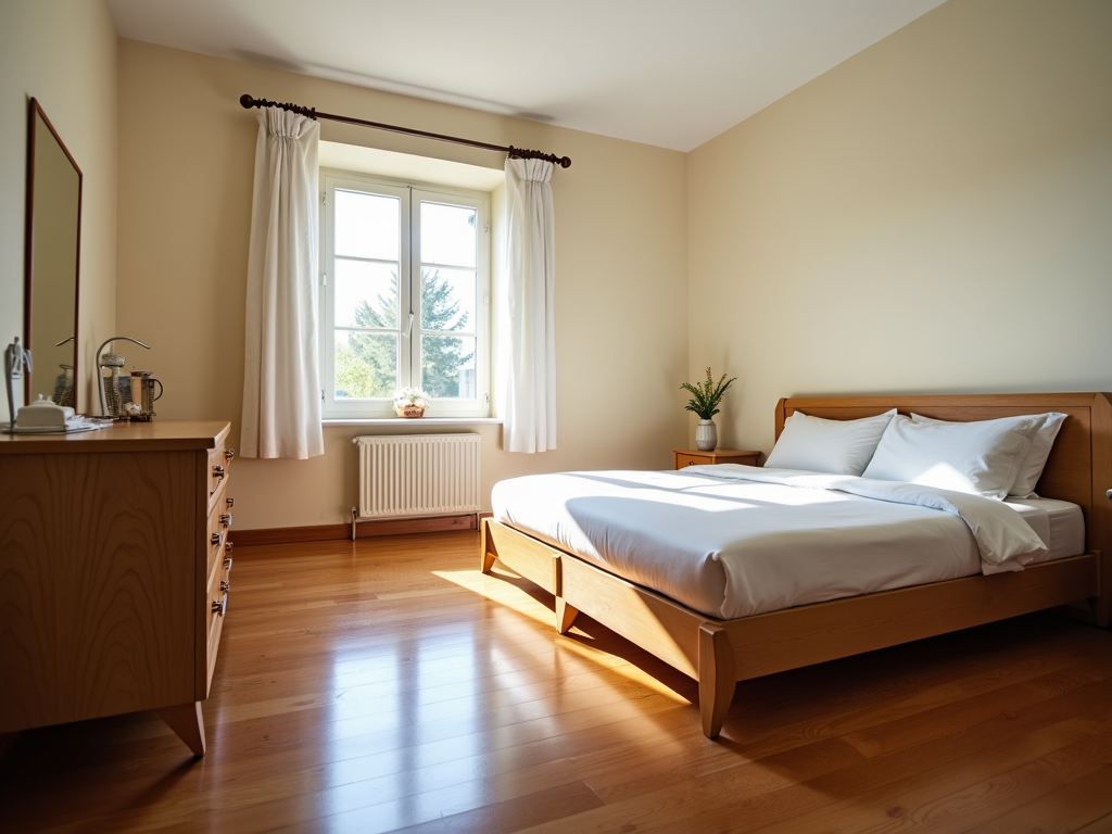 A pristine guest room ready for visitors