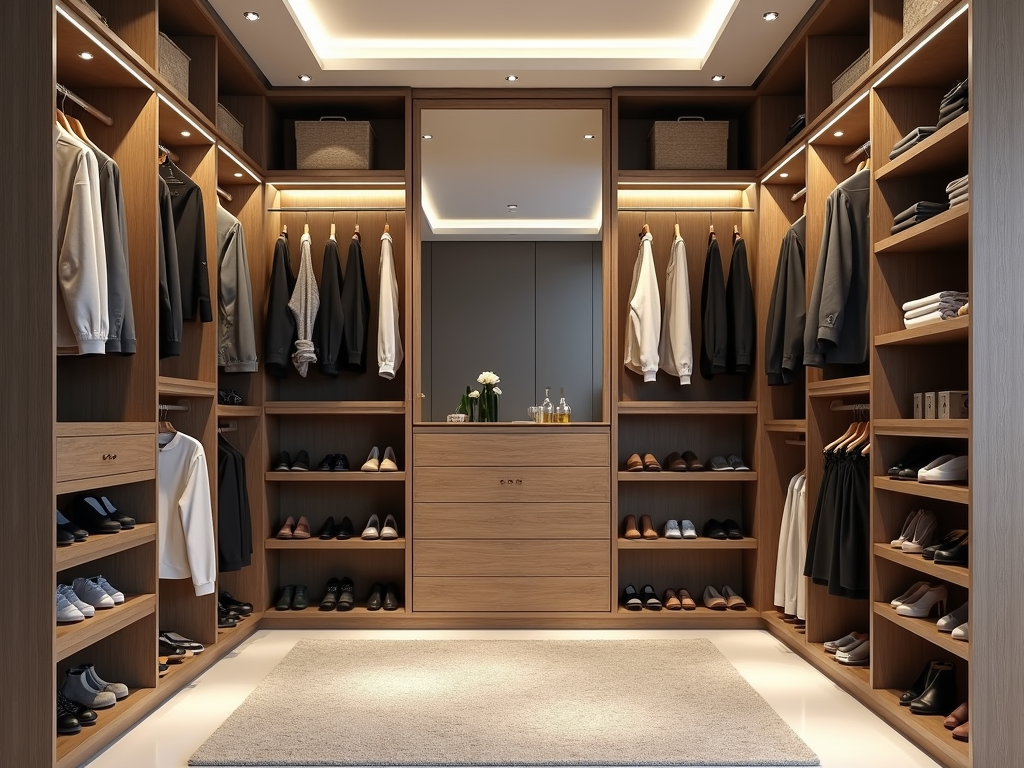 Organized walk-in closet