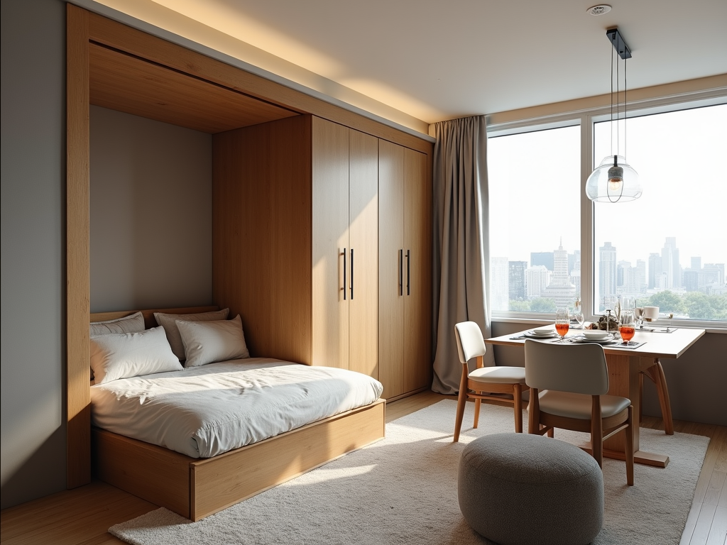 Clever furniture in a multi-use room.