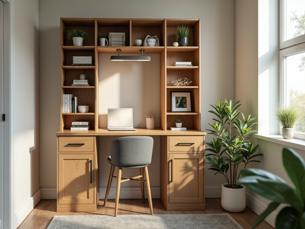 Armoire transformed into a home office
