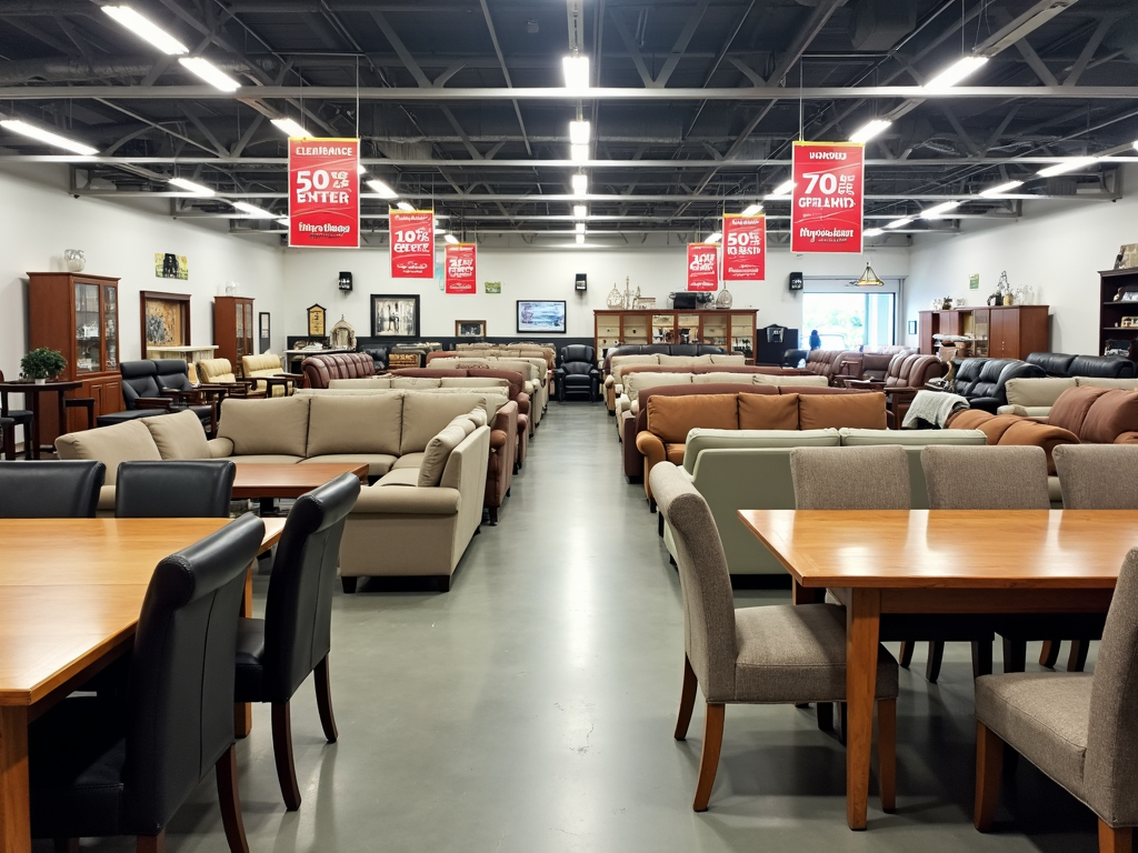Furniture showroom during a clearance sale