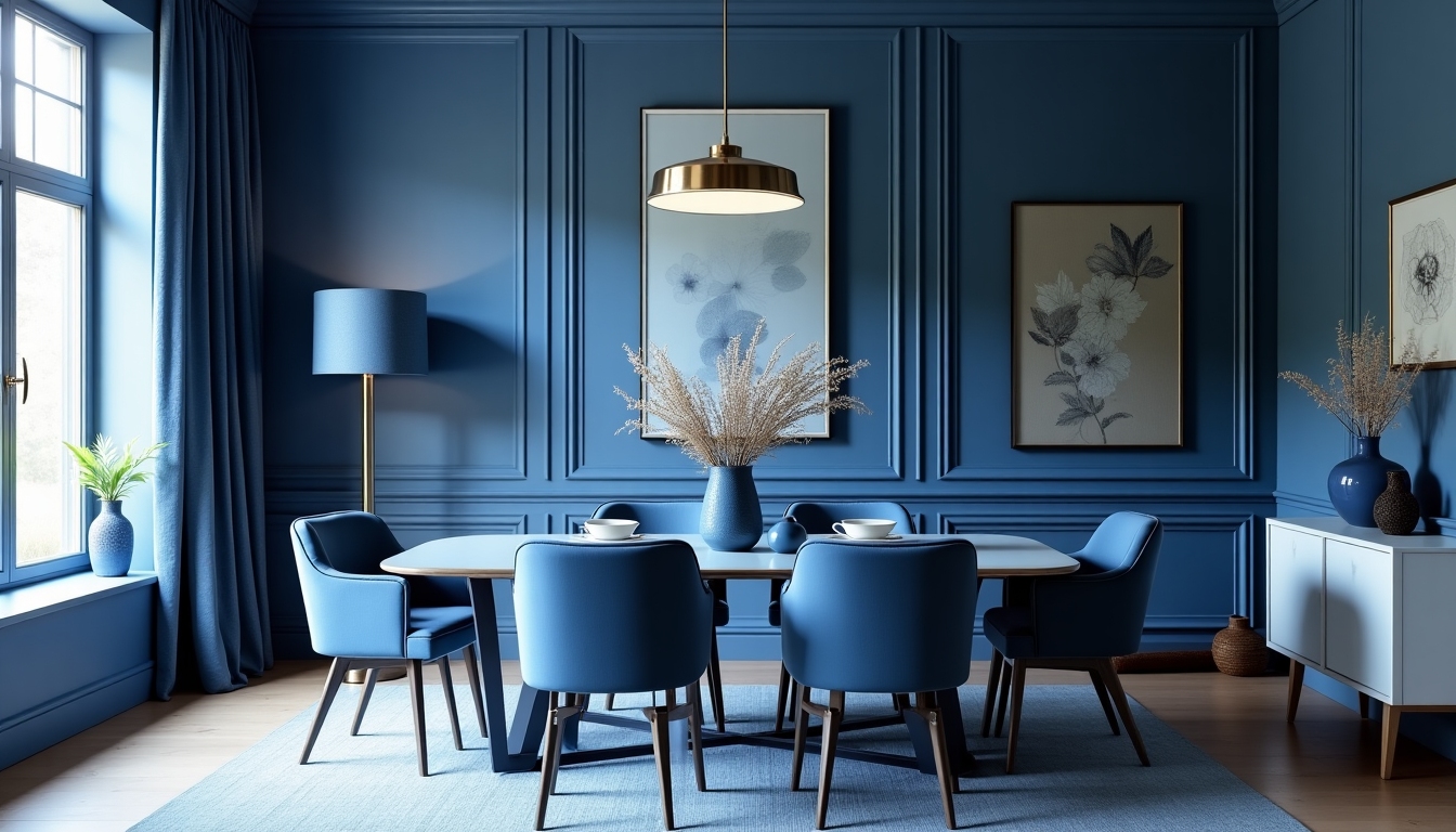 Innovative color scheme in a dining room.