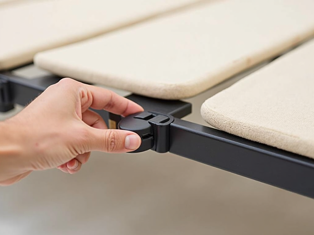 Locating the release mechanism on a futon frame.