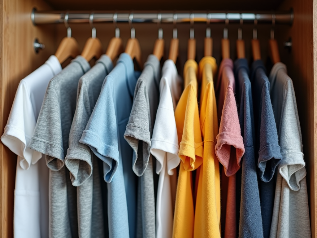 Folded clothes organized in armoire