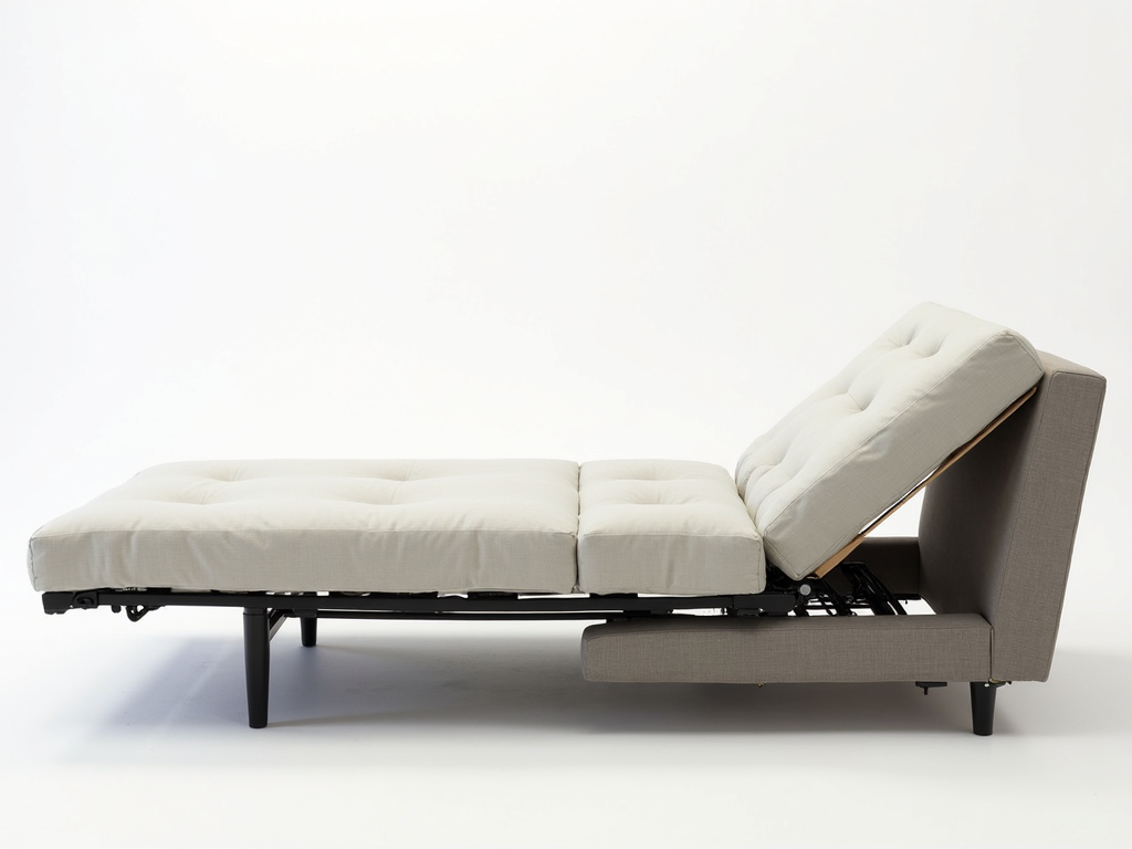 Lowering the backrest of a futon to convert it into a bed.