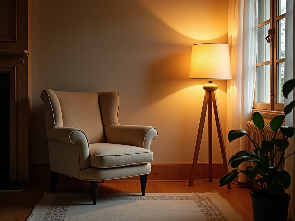 Cozy living room with warm lighting