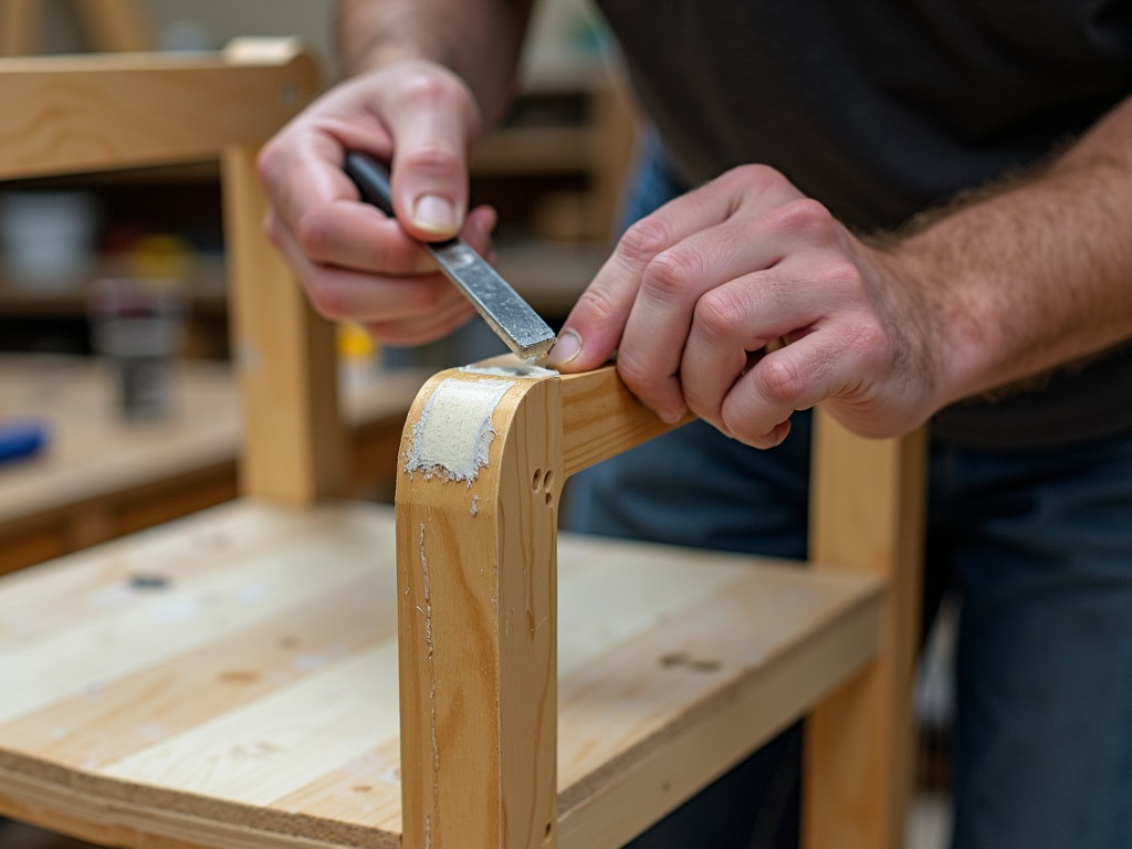 Filling a chip in a wooden chair
