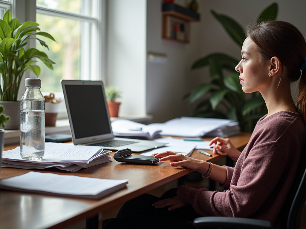 Real-life standing desk workspace