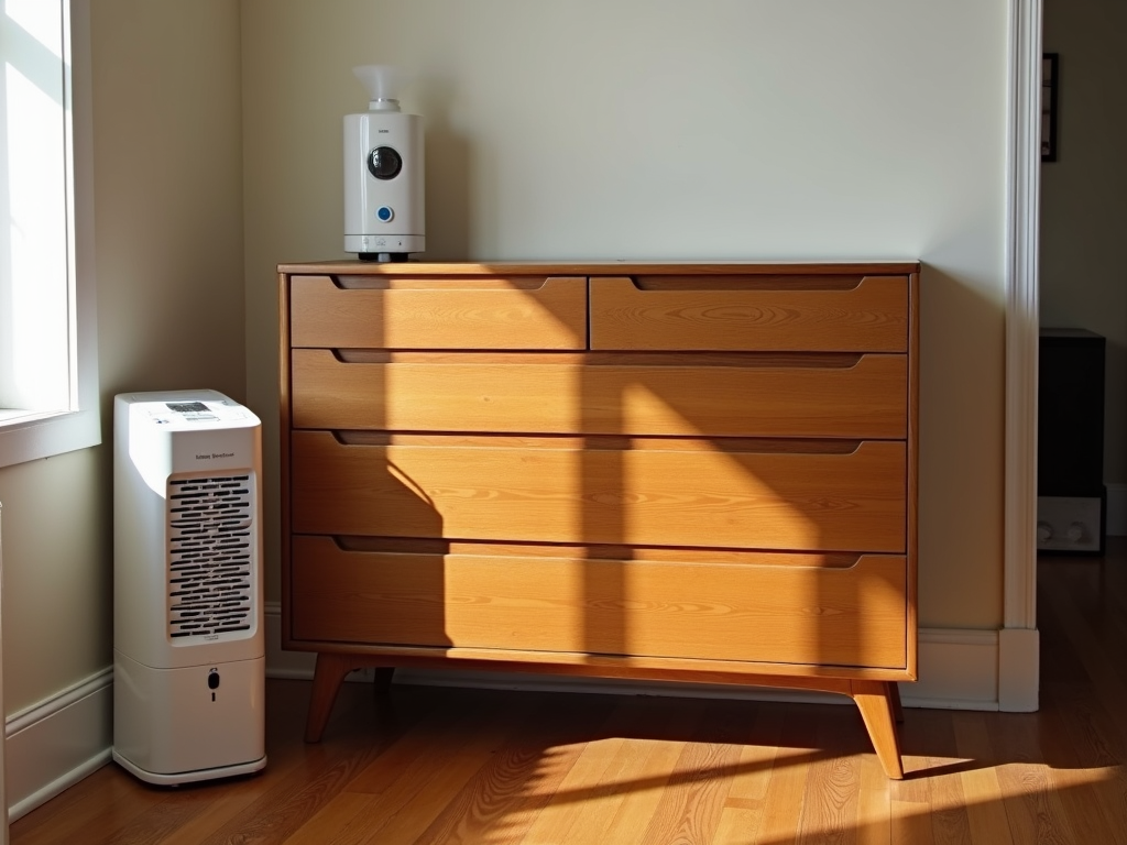 Wooden dresser with humidifier