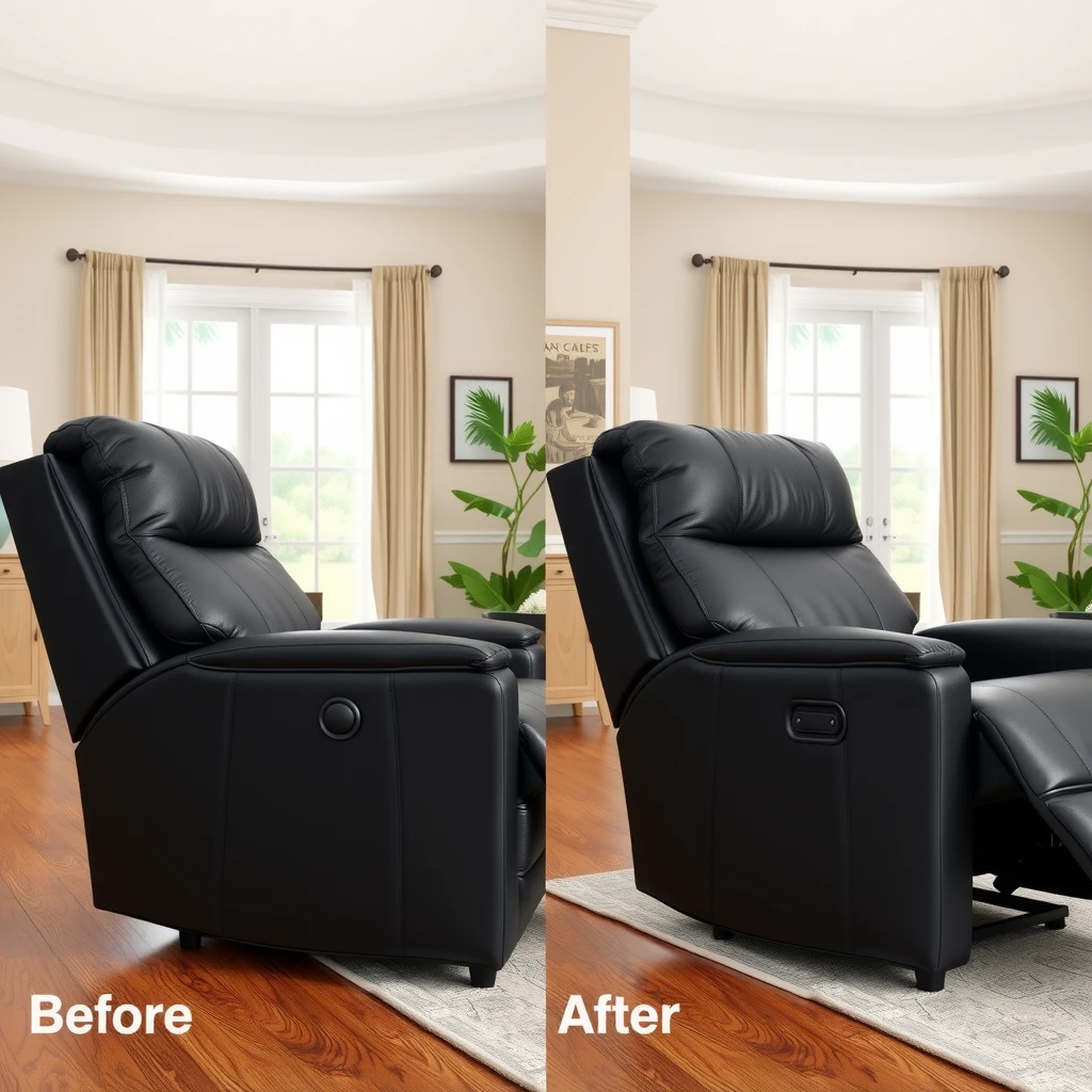 Side-by-side comparison of manual and power leather recliners