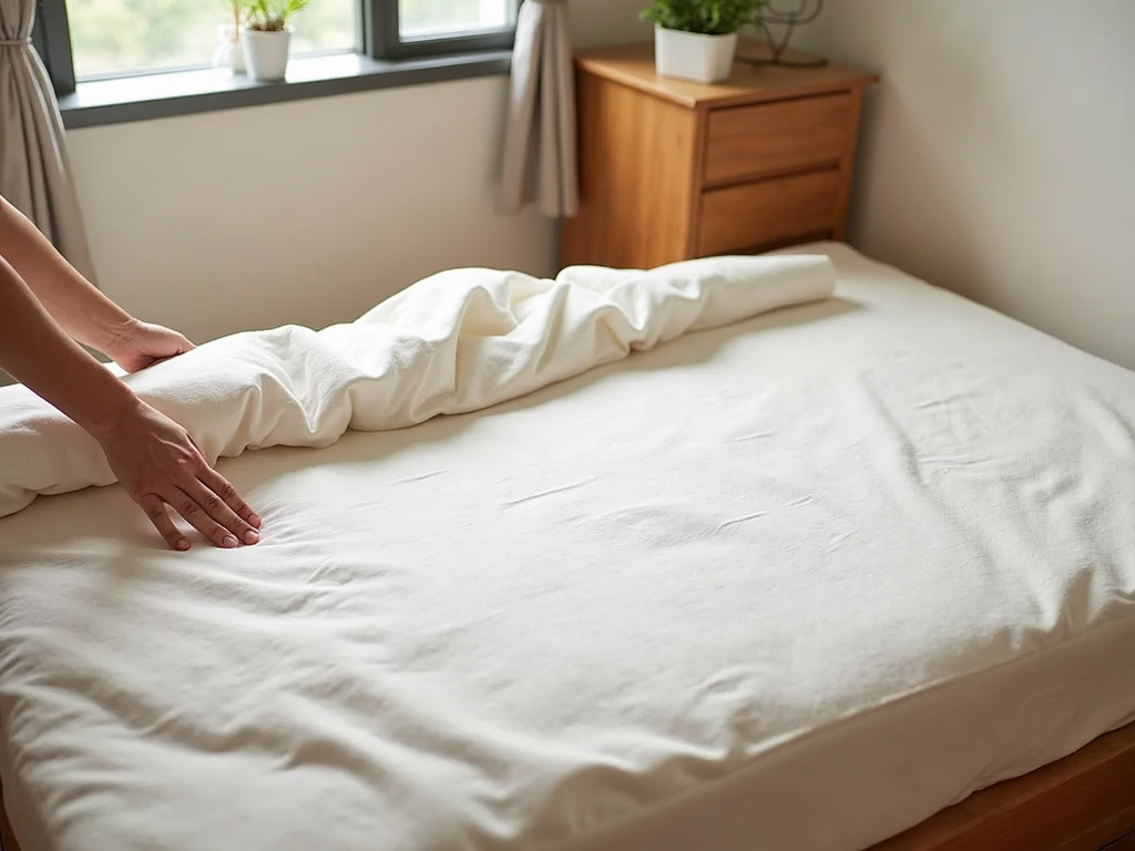 Unfolding a futon with a washable cover