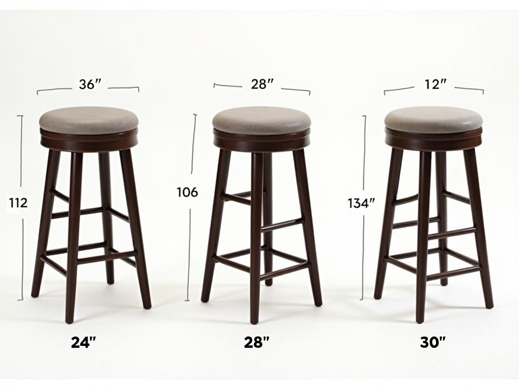 Bar stools of different heights beside a counter and bar.
