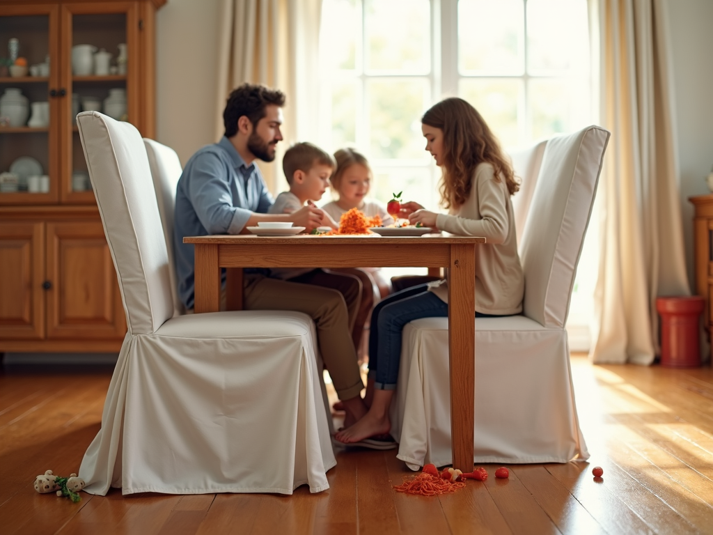 A dining area designed for easy maintenance and family gatherings.