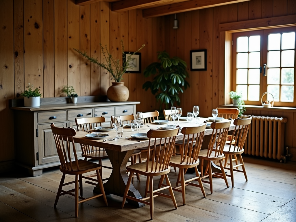 Dining room with oak furniture