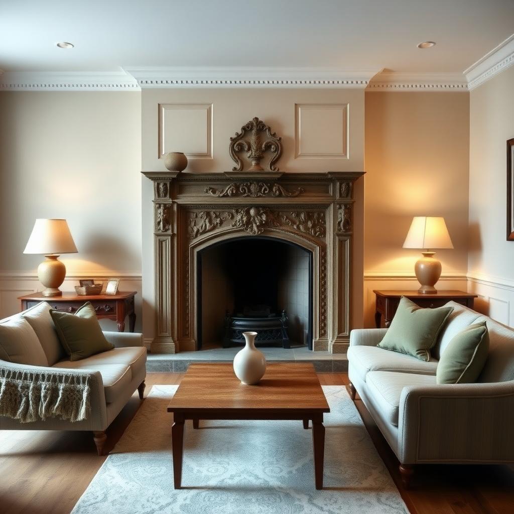 Integrating minimalist furniture into a classic interior.