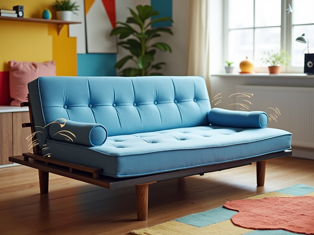 Futon with built-in speakers in a modern living room