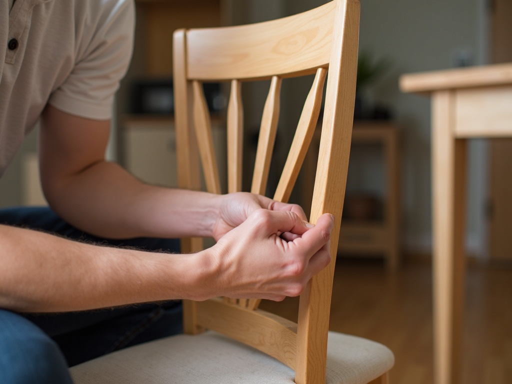 Repairing a dining chair.
