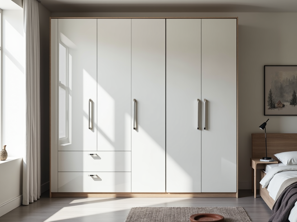 Modern armoire in a minimalist bedroom