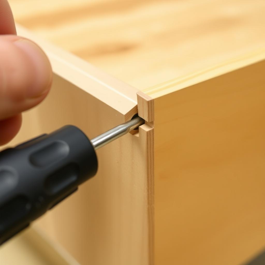 Hand tightening screw on dresser drawer