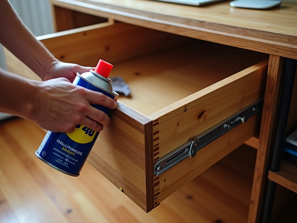 Lubricating a squeaky desk drawer