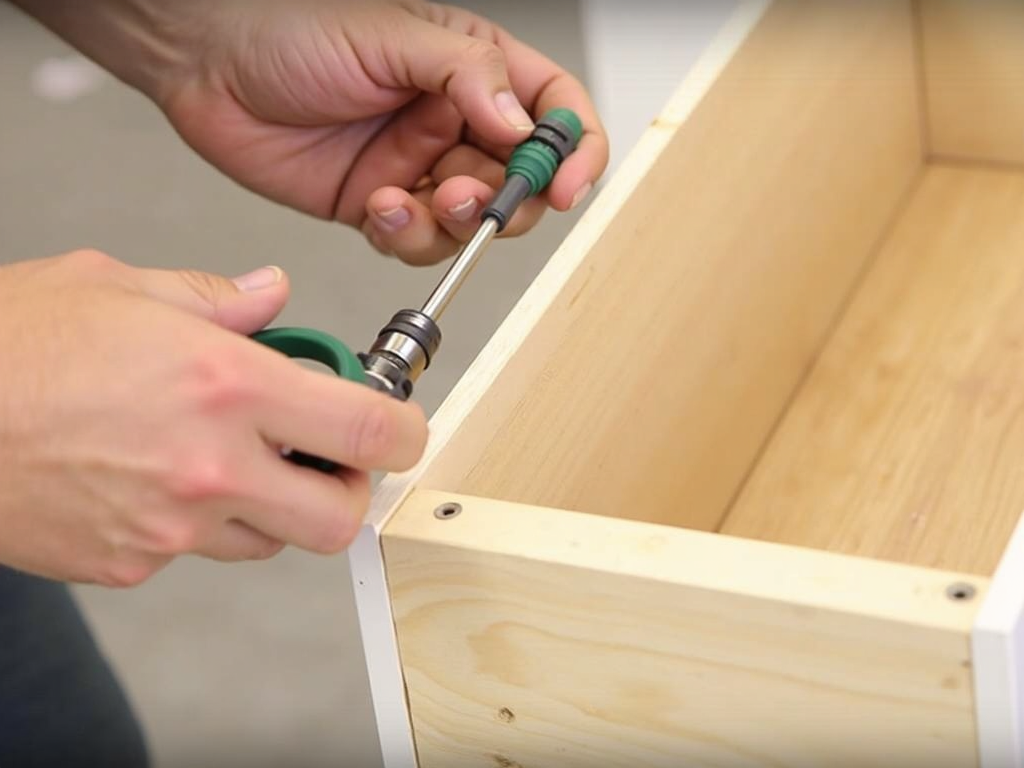 Attaching the back panel to the dresser