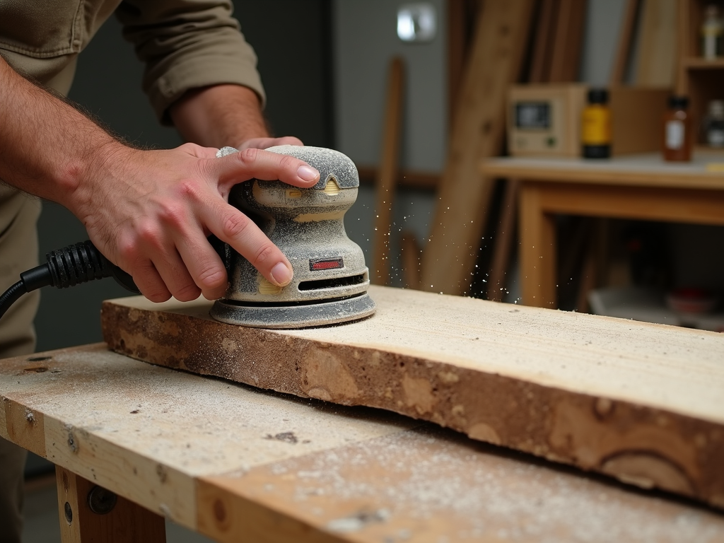 Sanding reclaimed wood