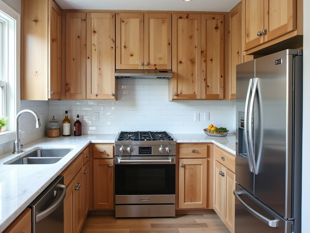 Reclaimed wood cabinets in a contemporary kitchen