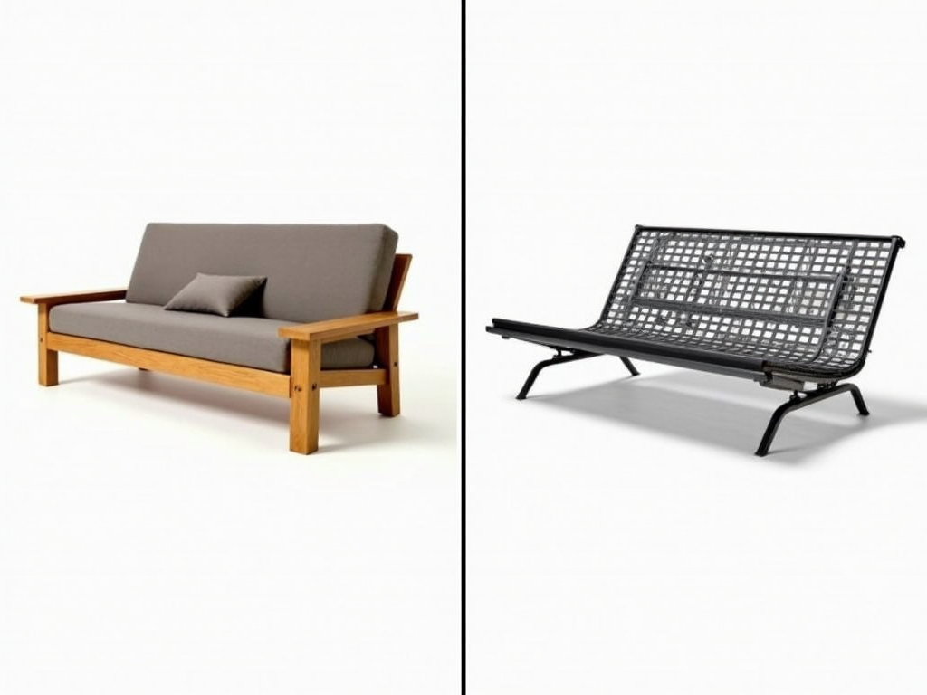 Comparison of bi-fold and tri-fold futon frames.