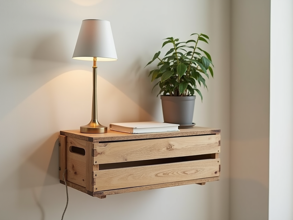 A creative DIY wall-mounted nightstand.