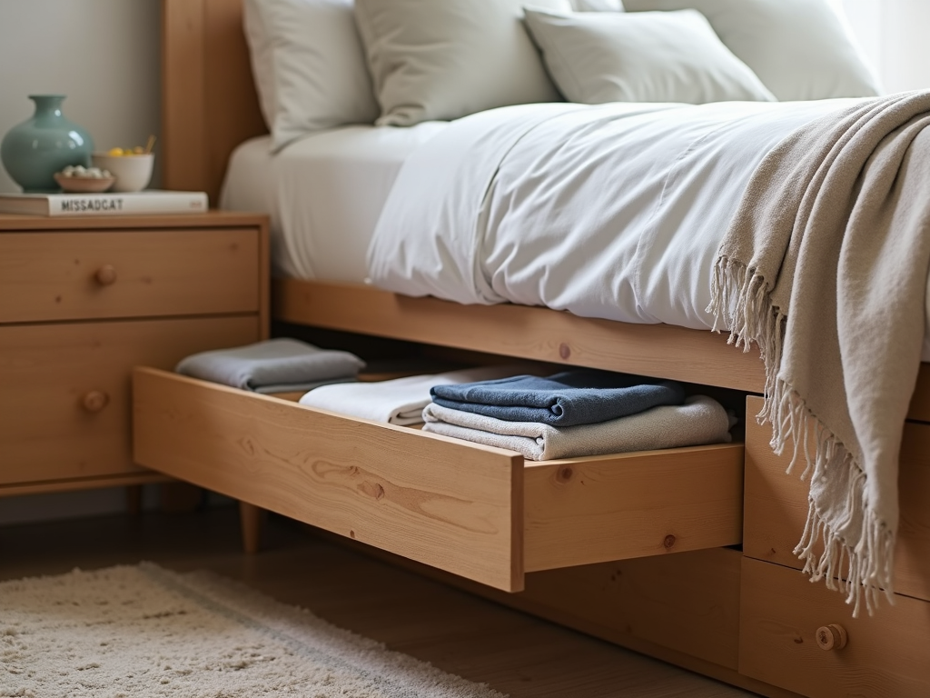 Bed with built-in storage drawers