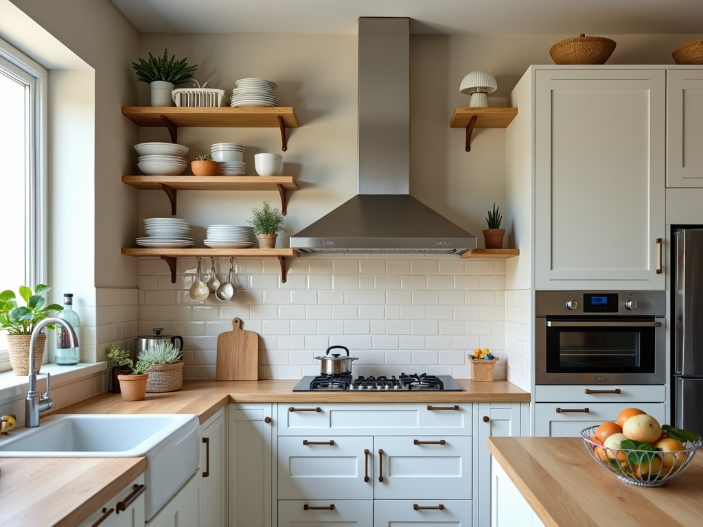A fully organized kitchen with various cabinet organizers